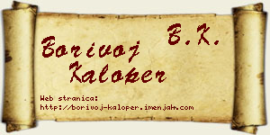 Borivoj Kaloper vizit kartica
